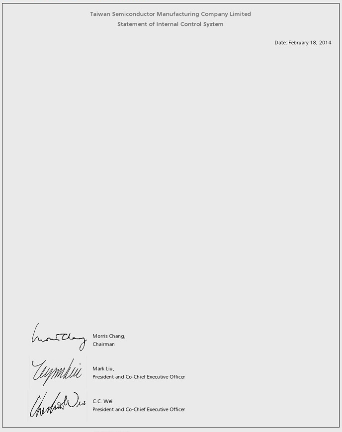 Internal Control System Execution Status